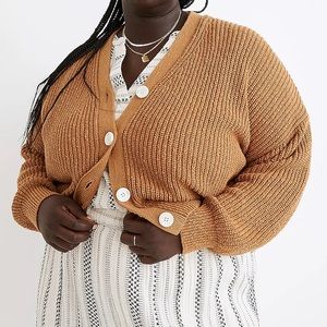 Madewell plus greywood crop cardigan sweater toffee 2X